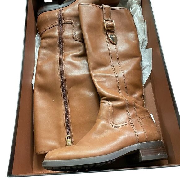 Coach Brown Leather Boots size 5.5 excellent like new Easton semi matte calf - Picture 2 of 5